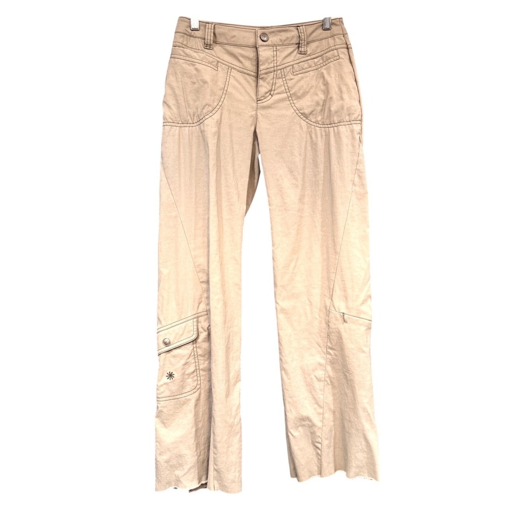 Athleta Khaki Tan Cargo Pants Size 2‎ Contrast Stitch Outdoor Casual Hiking
